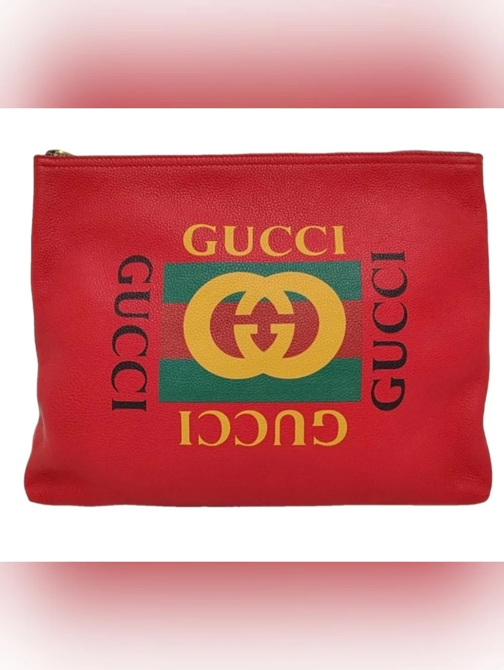 Gucci Calfskin Red Leather Portfolio Clutch - Picture 2 of 10